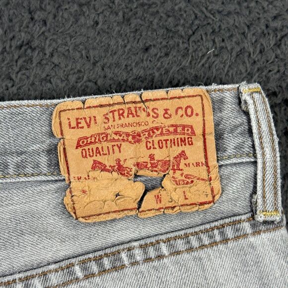 Levis 507 Jeans Mens 32x34 Gray Slim Bootcut Denim Pants Cowboy Distressed - Picture 9 of 16